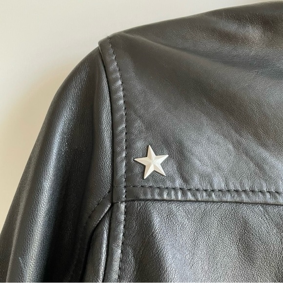 AllSaints Star Studded Raven Leather Biker Jacket Black US 6 Limited Edition - Picture 12 of 15